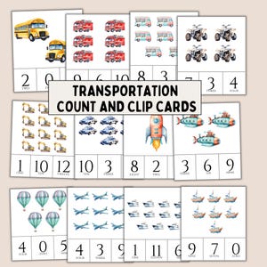 Cartões de contagem e clipe de transporte, atividade educacional para crianças, presente de aprendizagem perfeito para professores e pais que educam em casa