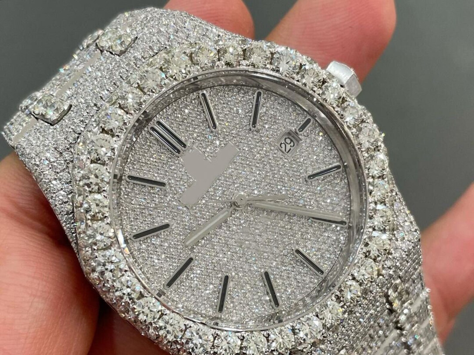 Icedout watch Bust down watch VVS/DEF Moissanite stone Etsy