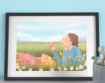 Field of Dreams Art Print, Digital Illustration, Wall Art, Home Décor, A4, 29.7 x  21 cm