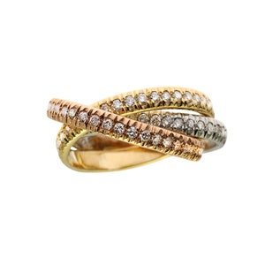 Diamond Rolling Interlocking Triple Ring in 14K Gold 3 Colors - Etsy