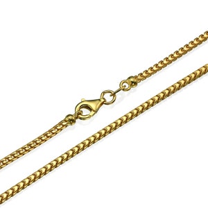 14k Gold Franco Chain 2mm, Solid Gold Franco Chain Necklace, 14k Yellow Gold Chain, V Shape Thick Necklace Chain, Yellow Gold Pendant Chain