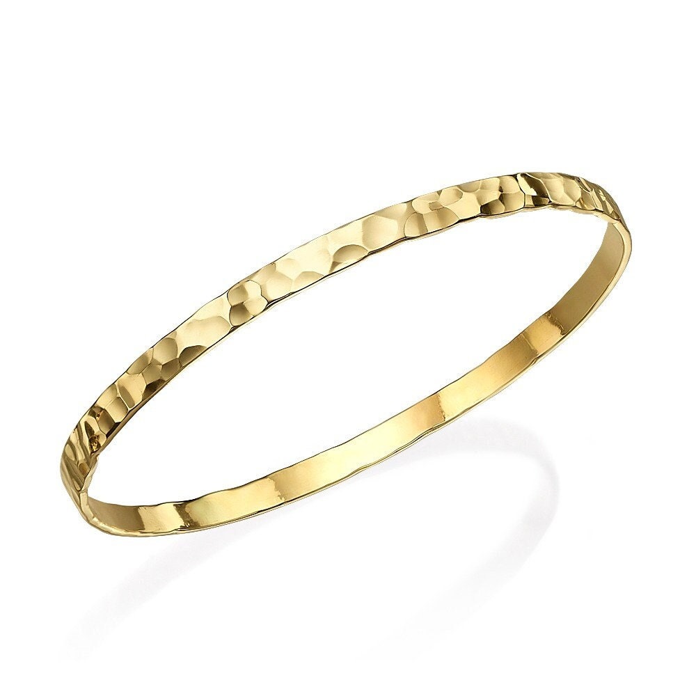 Buy Hammered Gold Bangle Stackable, Solid 14k Gold Moroccan Slip on Bangle  Bracelet, Textured Gold Stacking Bracelet for Women, Israeli Jewelry Online  in India - Etsy