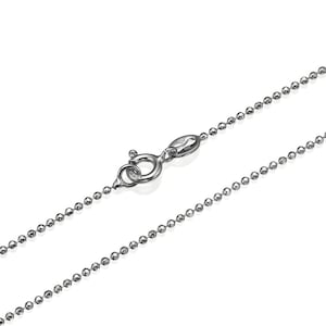 14k White Gold Chain 1.3mm, 14k Gold Diamond-Cut Ball Chain, Necklace Chain, Faceted Bead Chain, White Gold Pendant Chain, Israeli Chain