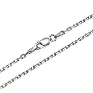 14k White Gold Chain 2.1mm, White Gold Anchor Link Chain, Solid 14k Gold Chain, Necklace Chain, White Gold Pendant Chain, Made in Italy