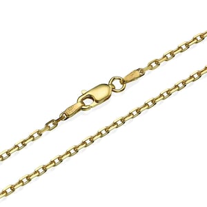 14k Gold Chain 2.1mm, 14k Yellow Gold Anchor Link Chain, Solid Gold Anchor Chain, Yellow Gold Pendant Chain, Made in Italy