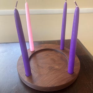 Wooden Christmas Advent Candle Holder: Walnut & Cherry Wood