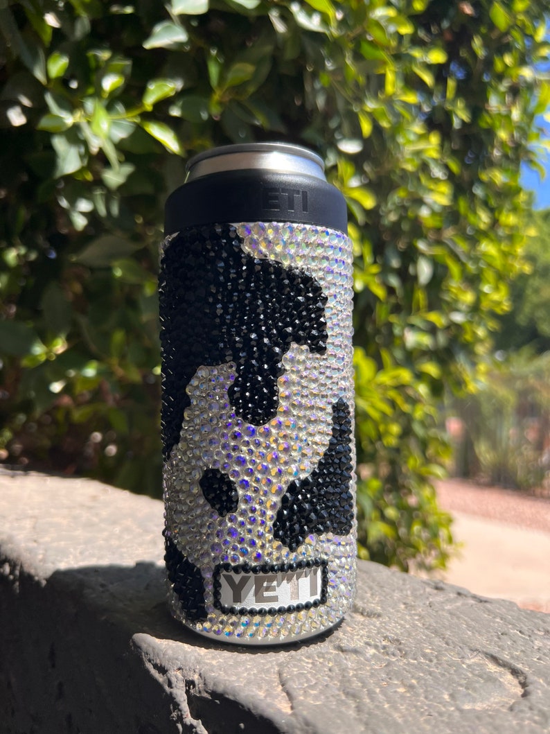 Yeti Cow Koozie Black & White Cow Print Tall Can Koozie Skinny Can