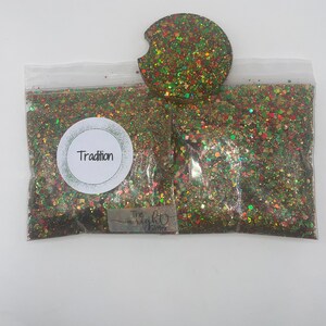 Tradition, Christmas Glitter, Chunky Mix, Gold Glitter, Green Glitter, Red Glitter, Christmas Tradition