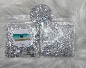 Air, Chunky Glitter, White Glitter, Tumbler Glitter, Snowglobe Glitter, Resin Glitter, Craft Glitter
