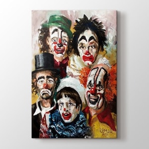 Clowns Canvas Print - Clowns Painting Room Decoration - Oil Paint Canvas Wall Art - Various Sizes