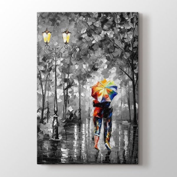 Love's walk Painting - Canvas on Print, Autumn - Modern Painting - Rainbow Colors Canvas on print - Ready to Hang Canvas