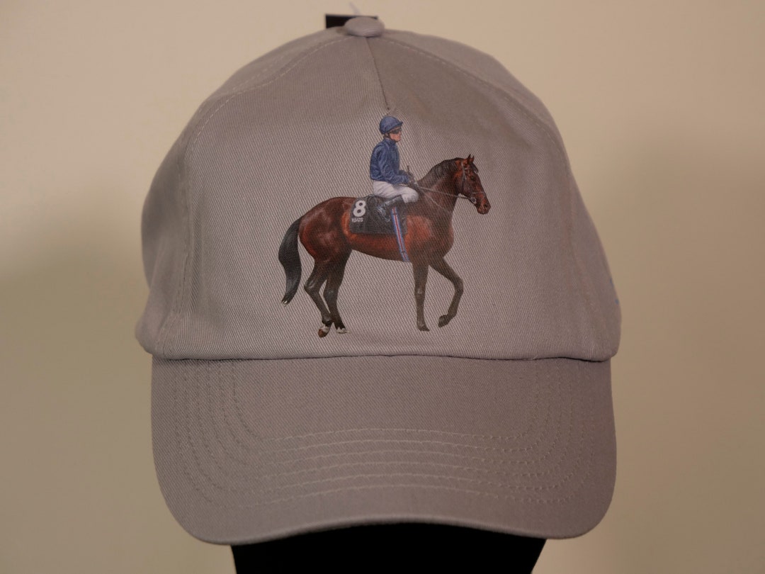 Striking Yeats Horse Racing Hat Smart Grey Horse Hat With a Painting of