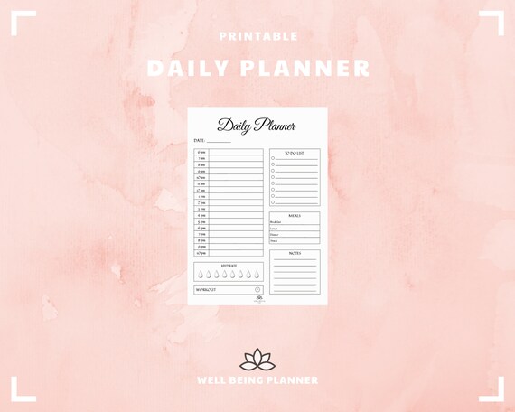Simple Daily Printable Planner Black and White Instant - Etsy