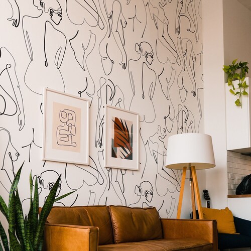 Otomi Wallpaper Mexico Springtime Gray White Large Scale by Etsy