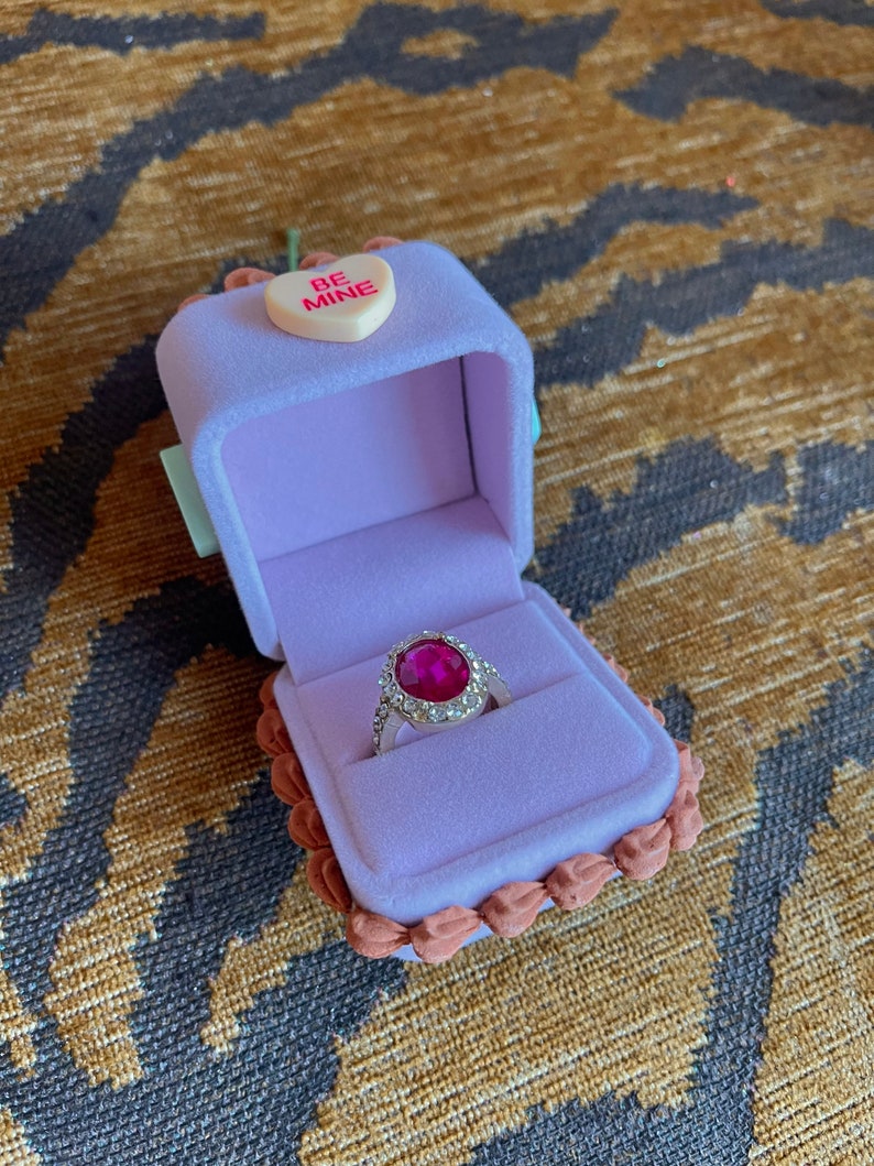 Fake Cake Ring Box Choc With a Cherry Candy Hearts on Etsy