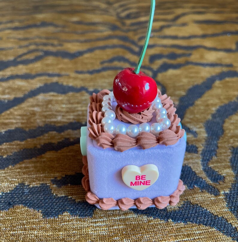 Fake Cake Ring Box Choc With a Cherry Candy Hearts on Etsy