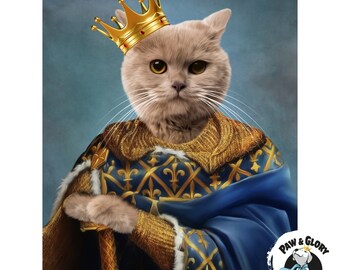 The Golden King Custom Pet Portraits | Pet Portrait Royal | Renaissance Animal Painting | King Pet Portrait | Pet Lover Gift | Pet Portraits