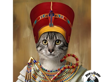 The Egyptian Queen Pet Portraits | Personalized Pet Portrait | Pet Lover Gift | Pet Portrait Royal | Cat Art | Cat portrait | Pet Portraits