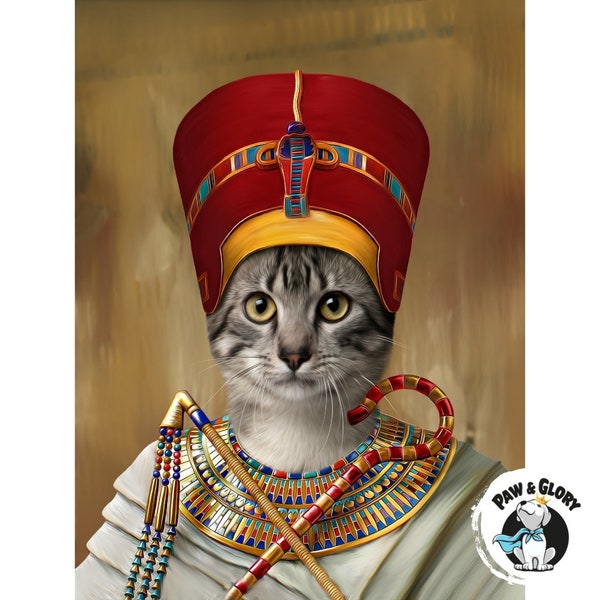 The Egyptian Queen Pet Portraits | Personalized Pet Portrait | Pet Lover Gift | Pet Portrait Royal | Cat Art | Cat portrait | Pet Portraits