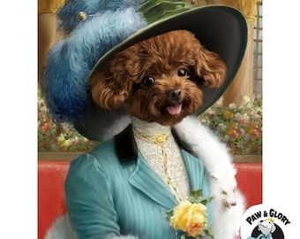Die Glockenblume Haustierporträt | Benutzerdefinierte viktorianische Haustiermalerei | Königliches Haustierportrait | Vintage Tierportrait | Historisches Tierportrait