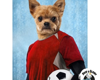 The Football Player Pet Portraits | Sports Pet Portrait | Custom Dog Portrait | Pet Portraits | Funny Pet Portrait | Dog Art | Jersey dog