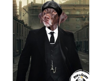 Tommy (Peaky Blinders Inspired) Pet Portrait | Pet Painting | Personalized Pet Portrait | Dog Art | Cat Art | Dog Portrait | Cat Portrait