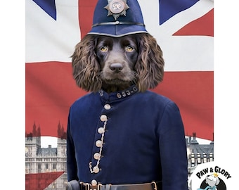 The British Police Officer Pet Portrait | Police Pet Portrait | Funny Pet Portrait | Police Dog | Pet Portrait Custom | Police Cat | Pet Art