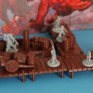Píer Modular | Docas de Madeira, Terrenos Portuários e de Portos | RPG de Mesa de 28 mm (DnD)