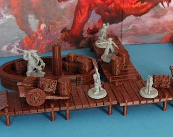 Modular Pier | Wooden Docks, Port and Harbour Terrain | 28mm (DnD) Tabletop RPG