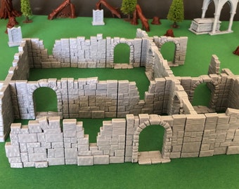 Modular Ruin Walls Set | Click/Slide Walls for 28mm (DnD) Tabletop RPG