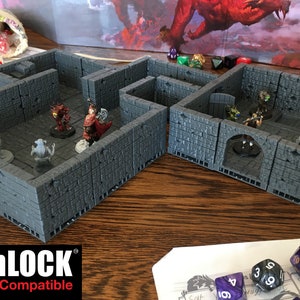 Kit de démarrage de tuiles de donjon | OpenLock Modular 24 dalles magnétiques | 28 mm (N&D) | RPG de table Pathfinder