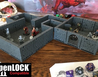 Dungeon tile starter set | Magnetic OpenLock Modular 24 tiles | 28mm (DnD) | Pathfinder Tabletop RPG