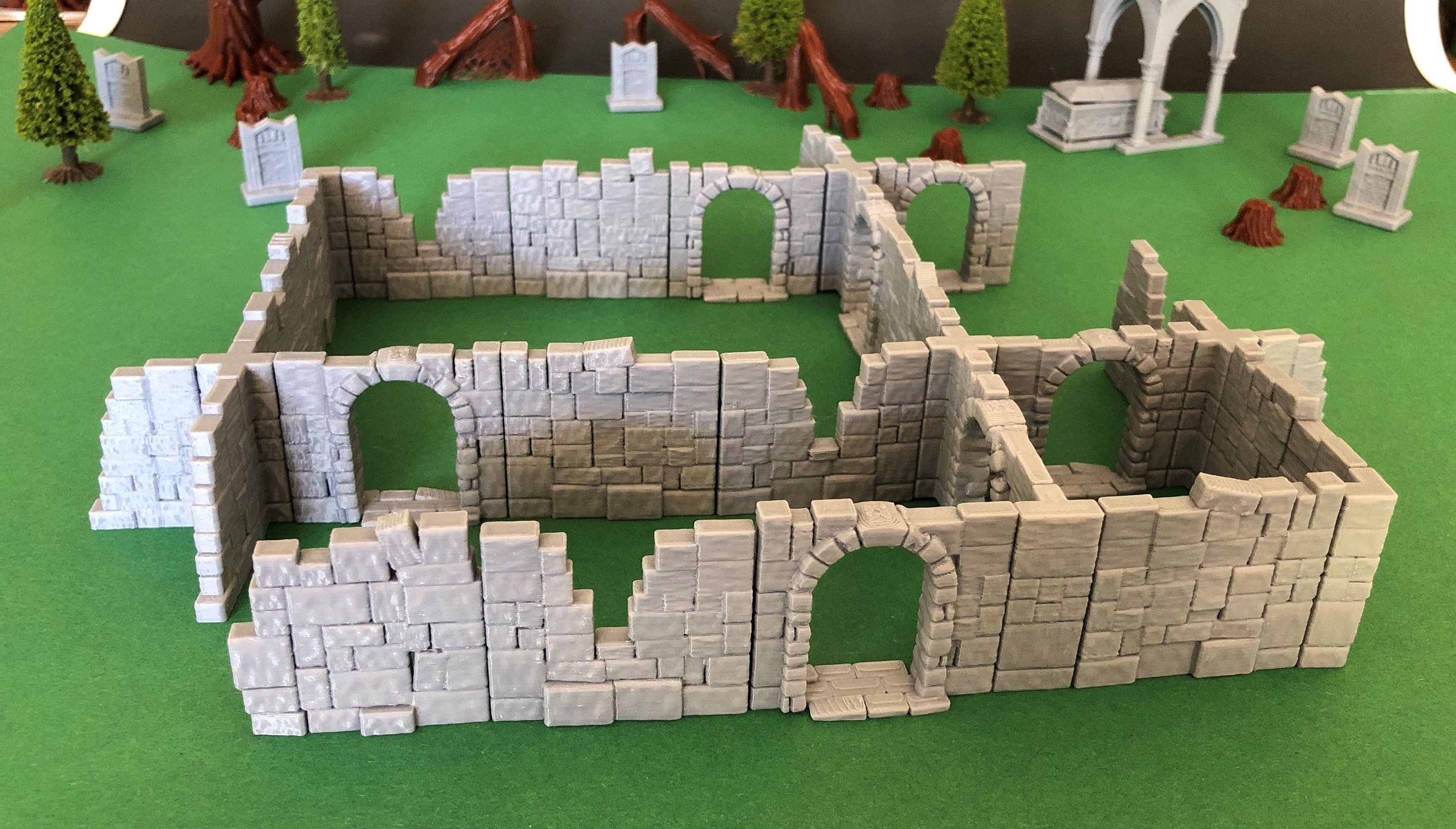Modular Ruin Walls Set | Click/Slide Walls for 28mm (DnD) Tabletop RPG