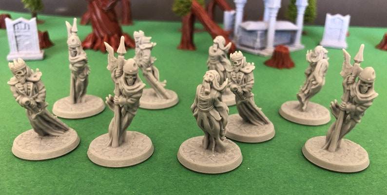 Wraiths och Banshee | 28 mm (D&D) Odöda fiendearméminiatyrer | Bordsrollspel Complete Set (9pcs)