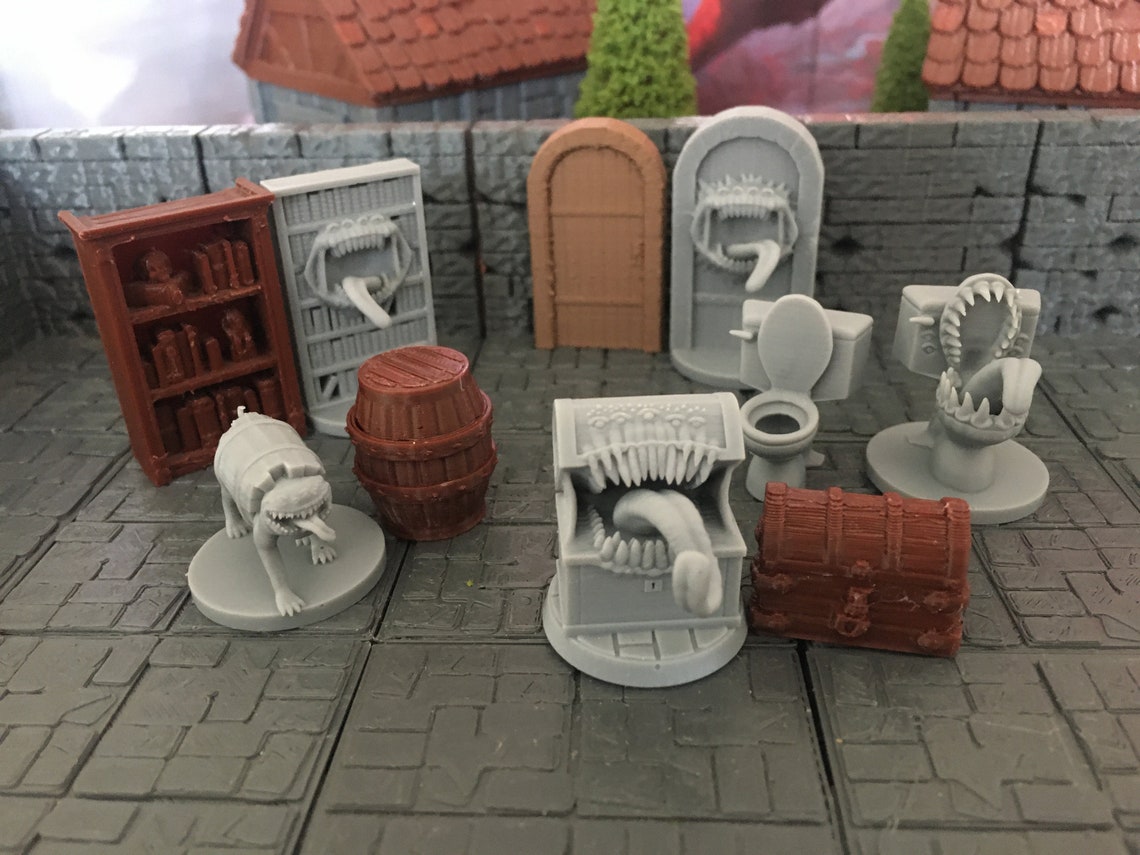 Mimics 28mm D&D Chest Door Bookshelf Barrel and Etsy
