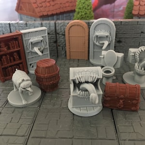 Mimics | 28mm (D&D) | Chest, Door, Bookshelf, Barrel, and Toilet Monsters | Tabletop RPG