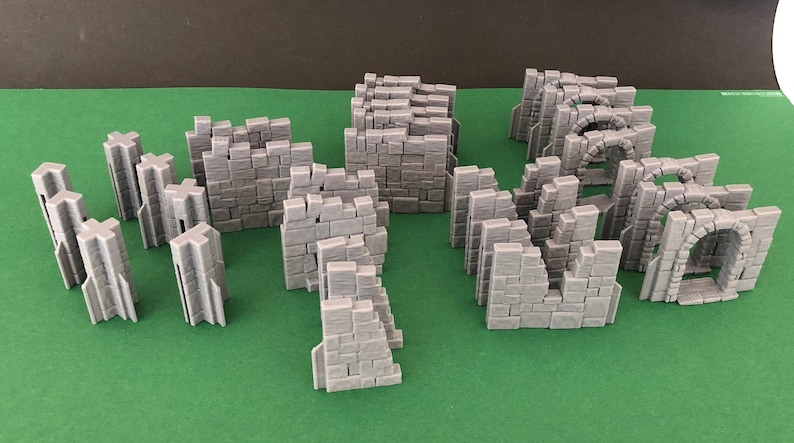 Set di muri modulari in rovina/muri a clic/scorrimento per gioco di ruolo da tavolo da 28 mm DnD immagine 4