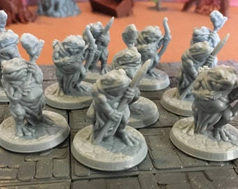Bullywug Tribe | 28mm (D&D) Frogfolk | Enemy Army Miniatures | Tabletop RPG