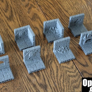 Azulejos de mazmorra Evil Lair - OpenLock magnético 28 mm - con calaveras, escaleras, espadas y escudos detallados y una chimenea