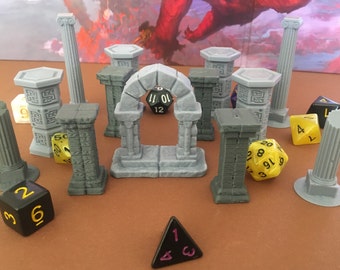 Tempel Prop Set | 28 mm (D&D) | Säulen und Torbogen Gelände | Tabletop-Rollenspiel