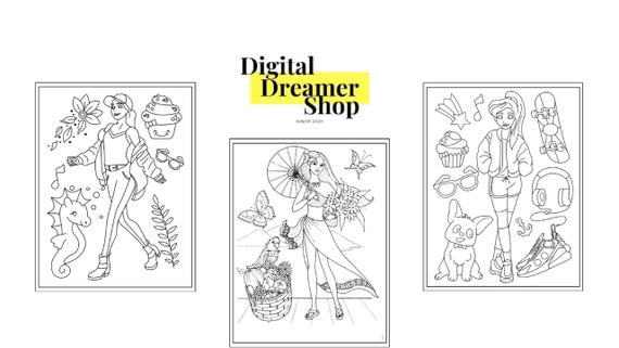 28 Fashion Coloring Pages PDF | Etsy