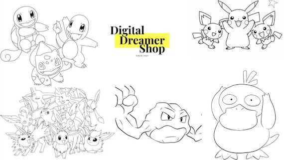 Printed Pokemon Colouring Sheets. Buy One & Get a Free Pack of Pokemon  Stickers 