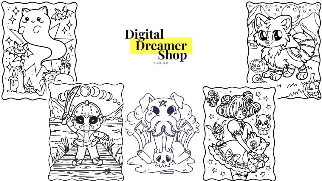 100 Creepy Cute / Kawaii Coloring Pages digital PDF Download - Etsy
