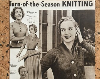 Vintage Knitting Pattern Page from 1954 &quot;Woman and Home&quot; Magazine