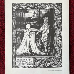 Aubrey Beardsley Genuine Vintage Print - &#39;Arthur and the Strange Mantle&#39;