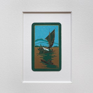 Enmarcado Vintage Art Deco 'Ship' Naipe