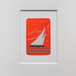 Enmarcado Vintage Art Deco 'Velero' Naip