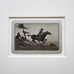 Carta de juego Art Deco 'Cowboy' (plata) enmarcada