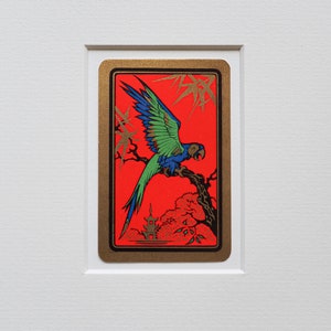 Carte à jouer Art Déco 'Parrot' vintage encadrée