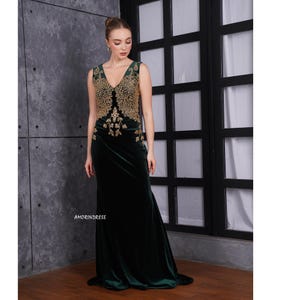 Velvet Moroccan Style Long Dress for Night Wedding Parties Gift Special Events
